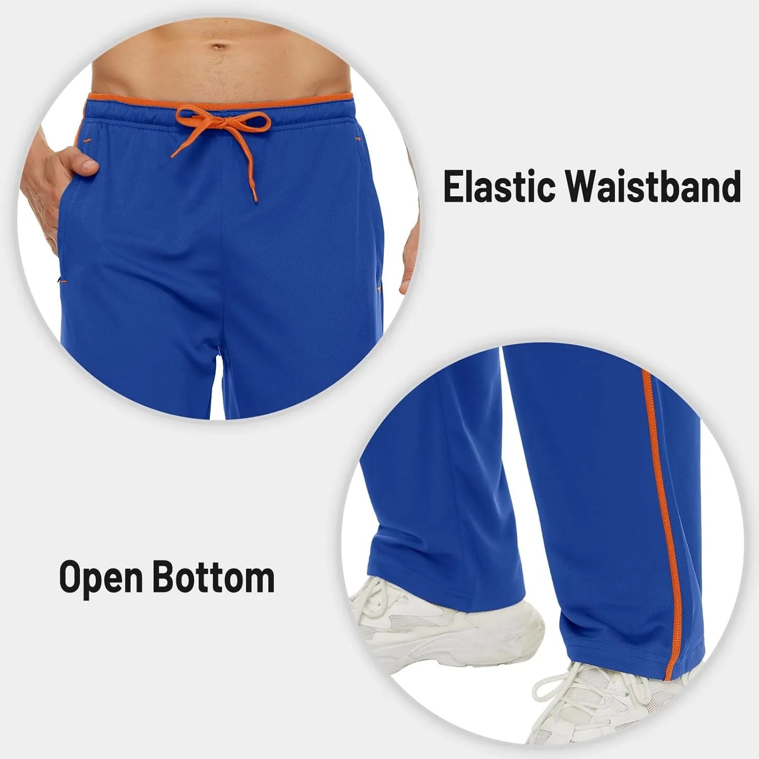 MAGNIVIT Men's Lightweight Sweatpants Loose Fit Open Bottom Mesh Athletic Pants with Zipper Pockets