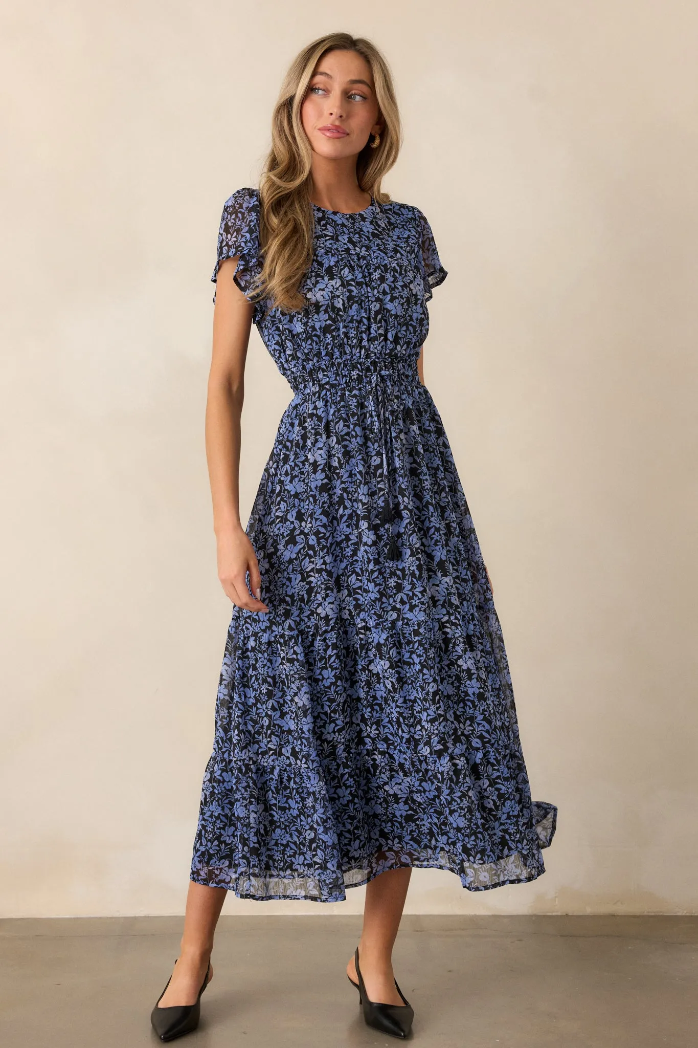 MINKPINK Lucinda Midnight Blue Floral Midi Dress