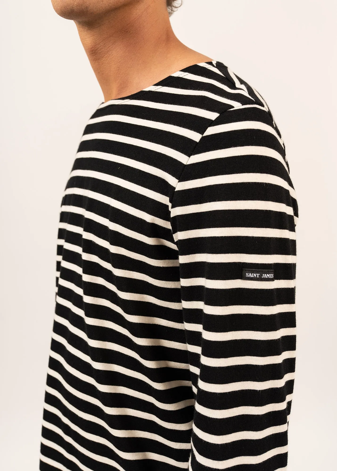 MINQUIERS MODERN - Authentic Breton Stripe Shirt | Soft Cotton | Men Fit (BLACK / ECRU)