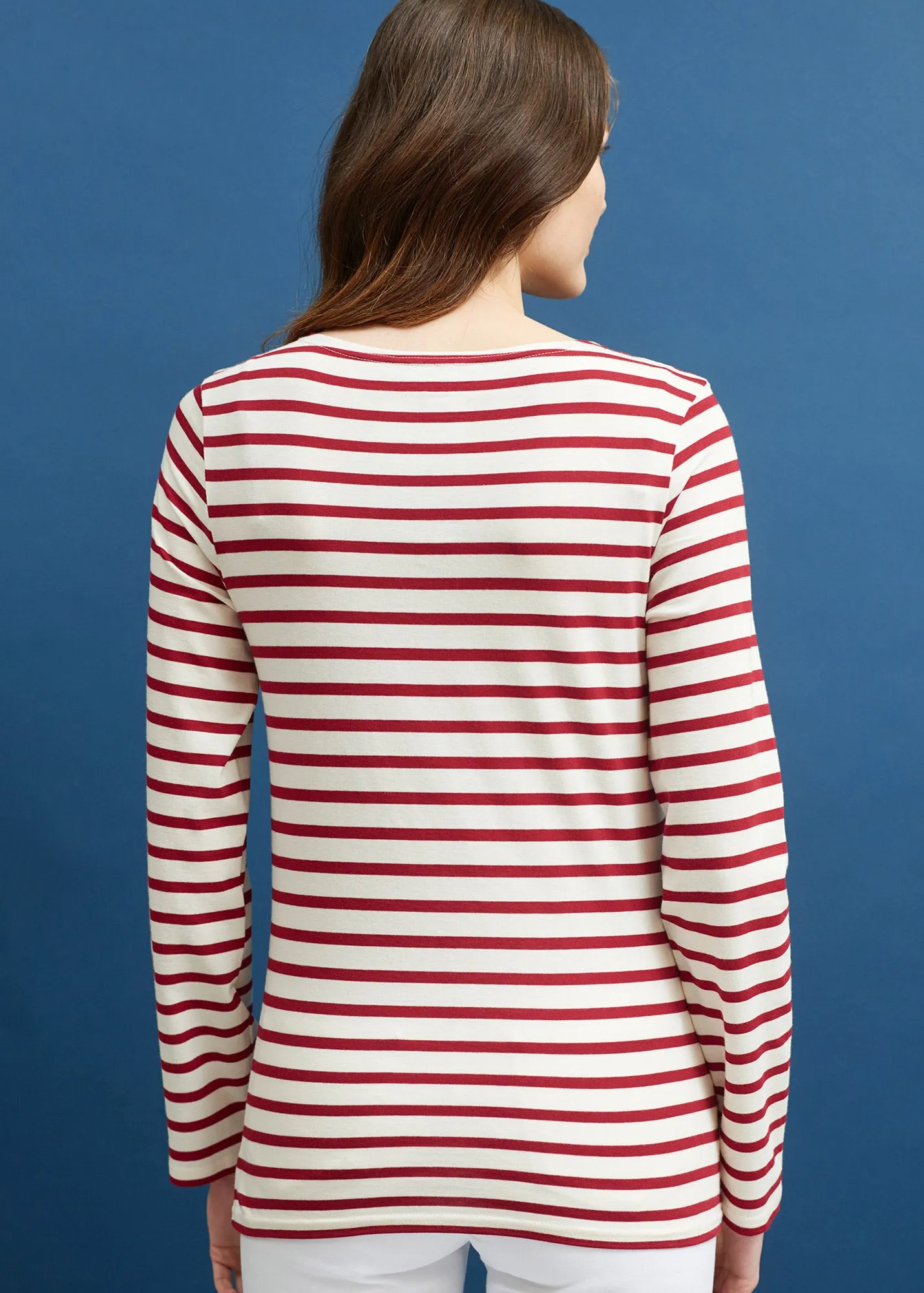 MINQUIERS MODERN - Authentic Breton Stripe Shirt | Soft Cotton | Men Fit (ECRU / MAROON)
