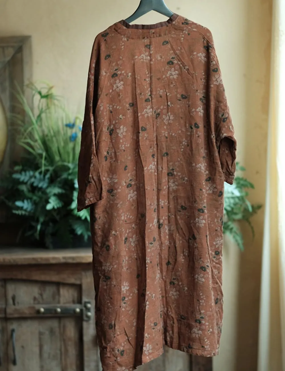 NFYM Women Lightweight Kimono Jacket Cotton Yarn Printed Tie Up Vintage Loose Cardigan Open Front Trench Coat Outerwear