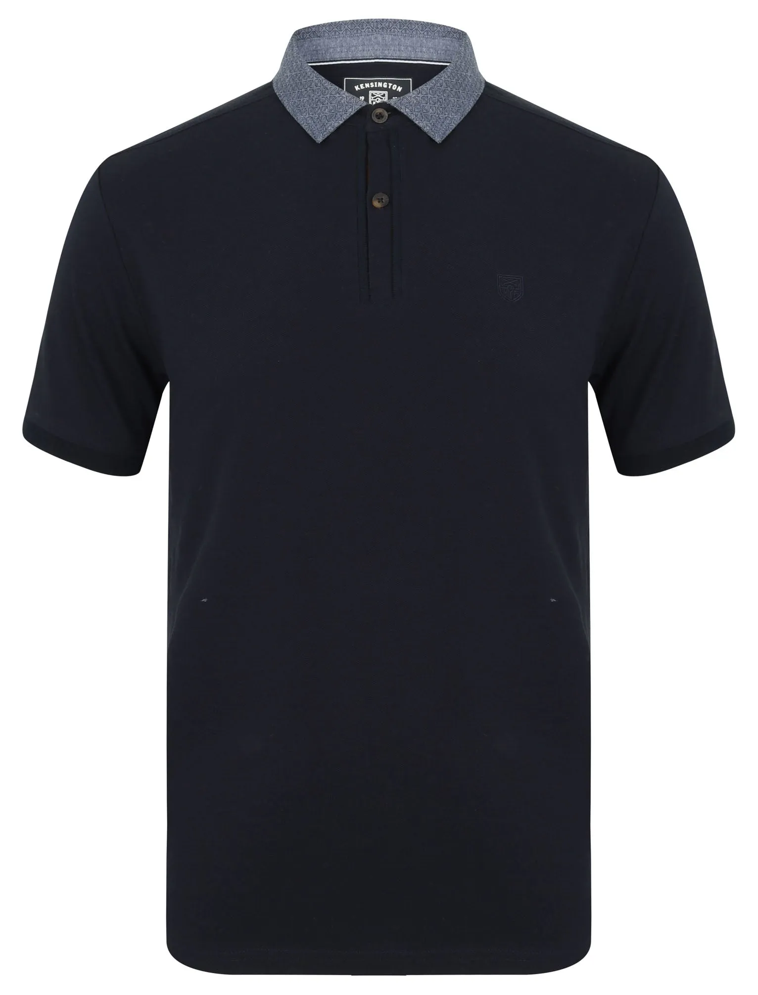 Norland Cotton Pique Polo Shirt with Chambray Collar in Sky Captain Navy - Kensington Eastside
