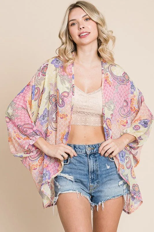 Paisley Oversized Kimono Coverup