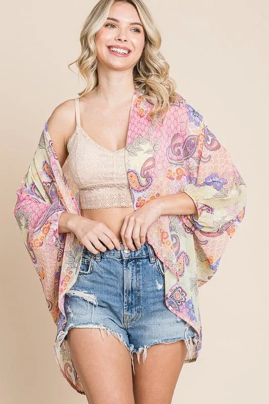 Paisley Oversized Kimono Coverup