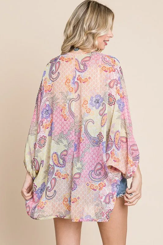 Paisley Oversized Kimono Coverup