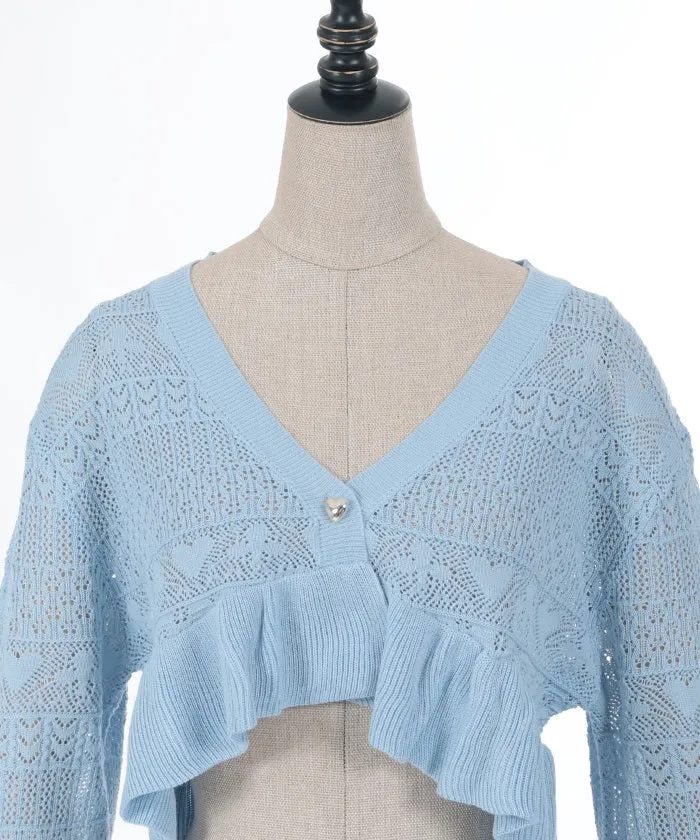 Playing Cards Crochet Style Knit Cardigan