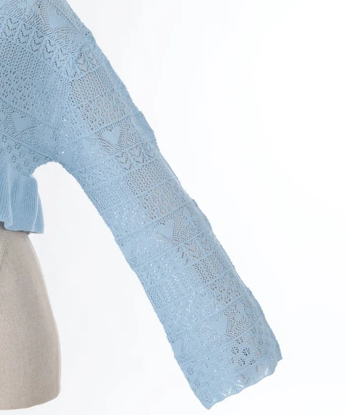 Playing Cards Crochet Style Knit Cardigan
