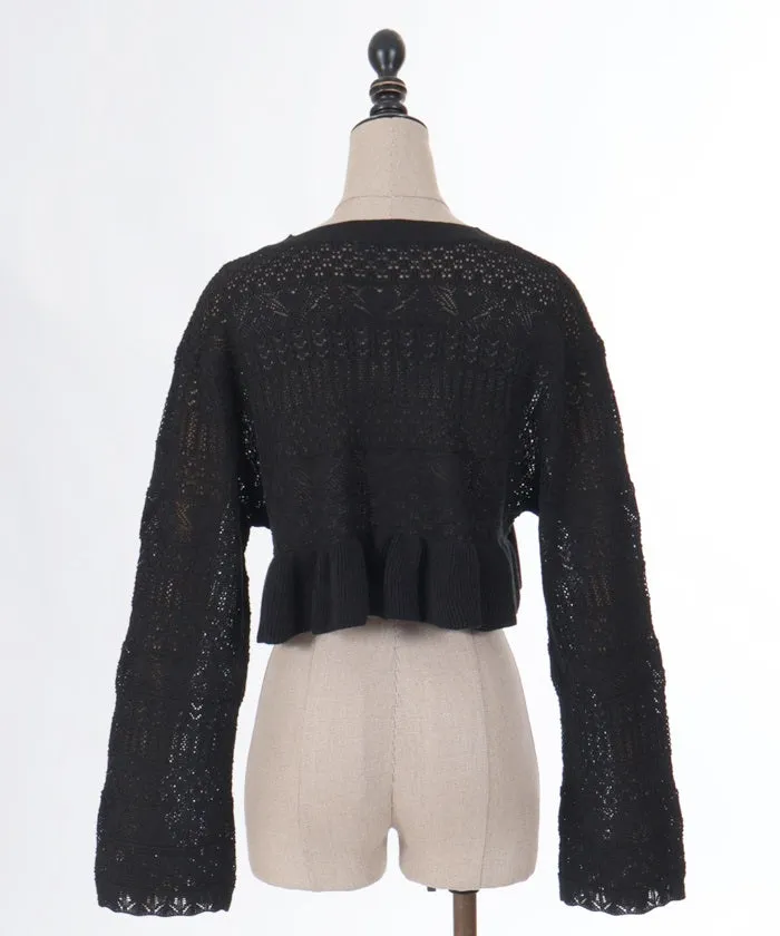 Playing Cards Crochet Style Knit Cardigan