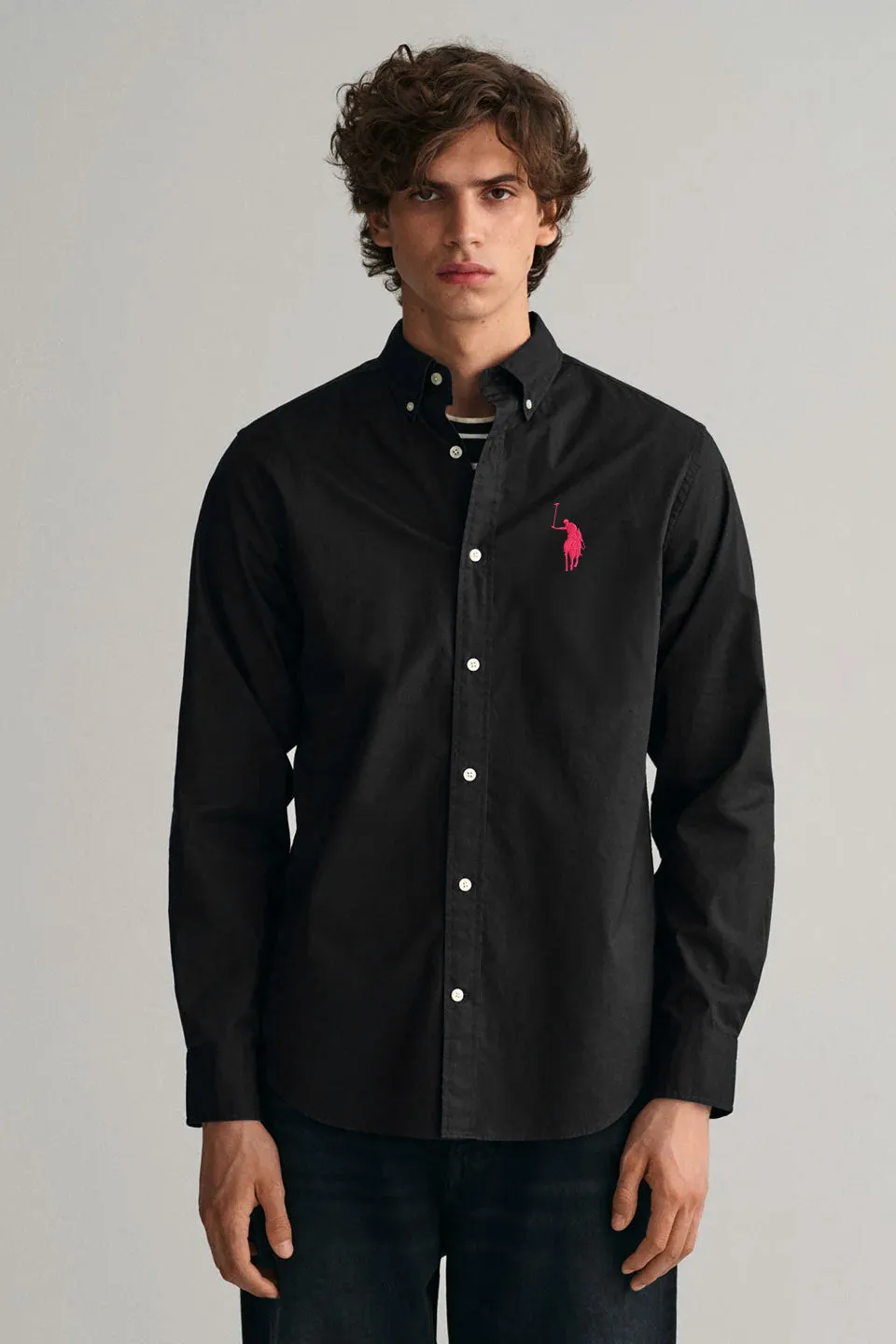 Polo Republica Men's Embroidered Button-Down Casual Shirt