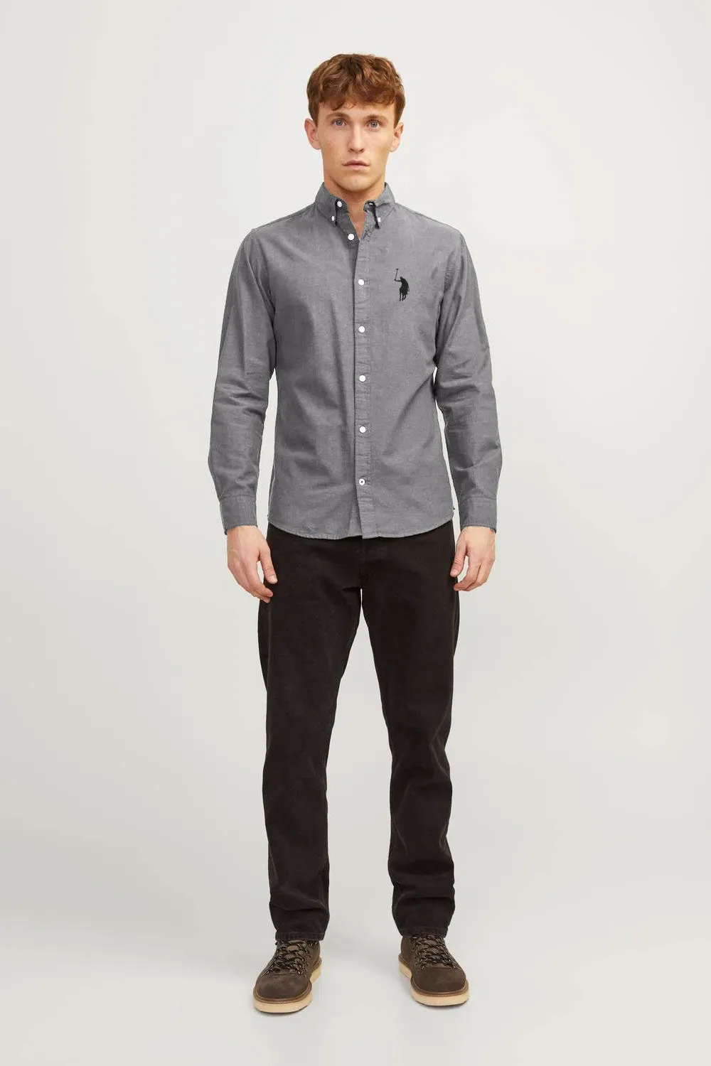 Polo Republica Men's Embroidered Button-Down Casual Shirt