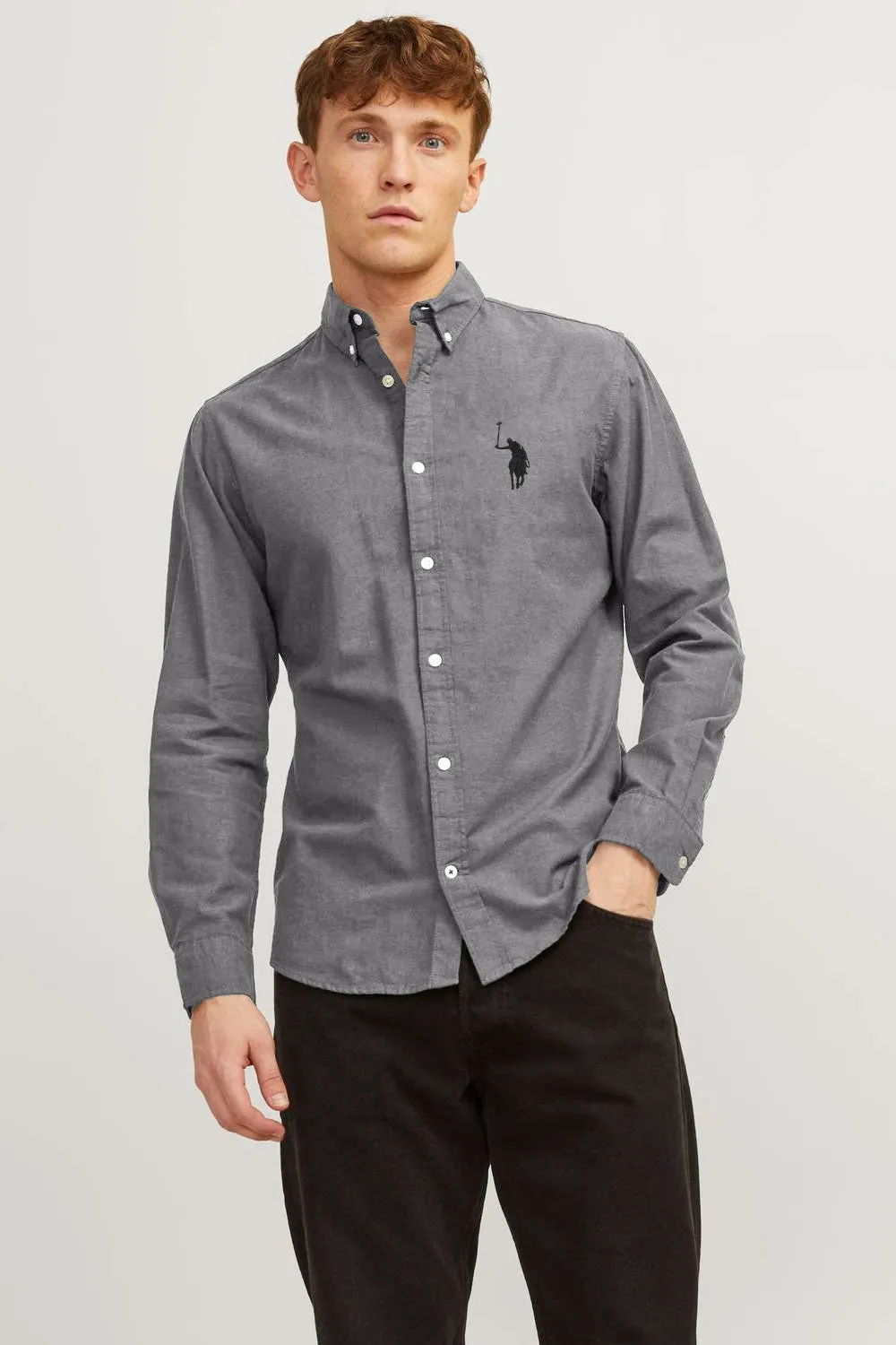 Polo Republica Men's Embroidered Button-Down Casual Shirt