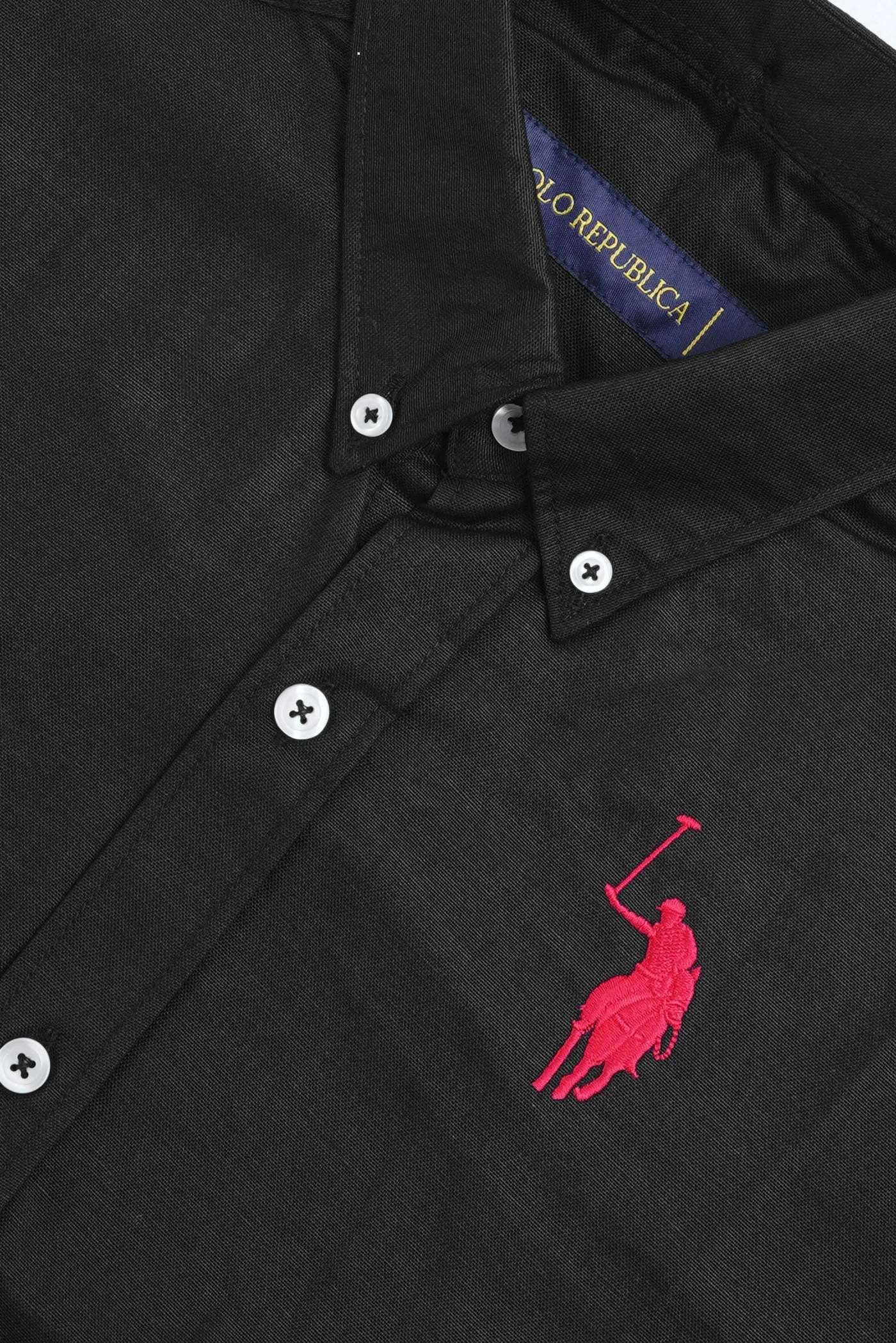Polo Republica Men's Embroidered Button-Down Casual Shirt