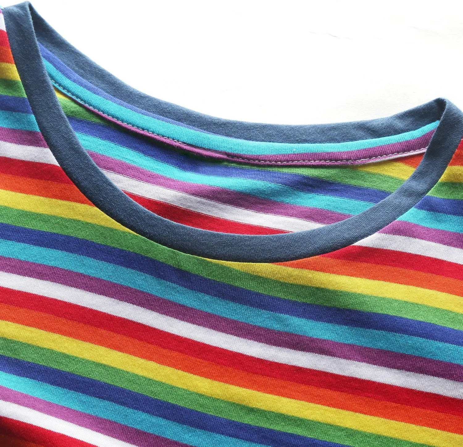 Rainbow T Shirt Women Striped Crew Neck Short Sleeve Stripes Tee Top Stripped