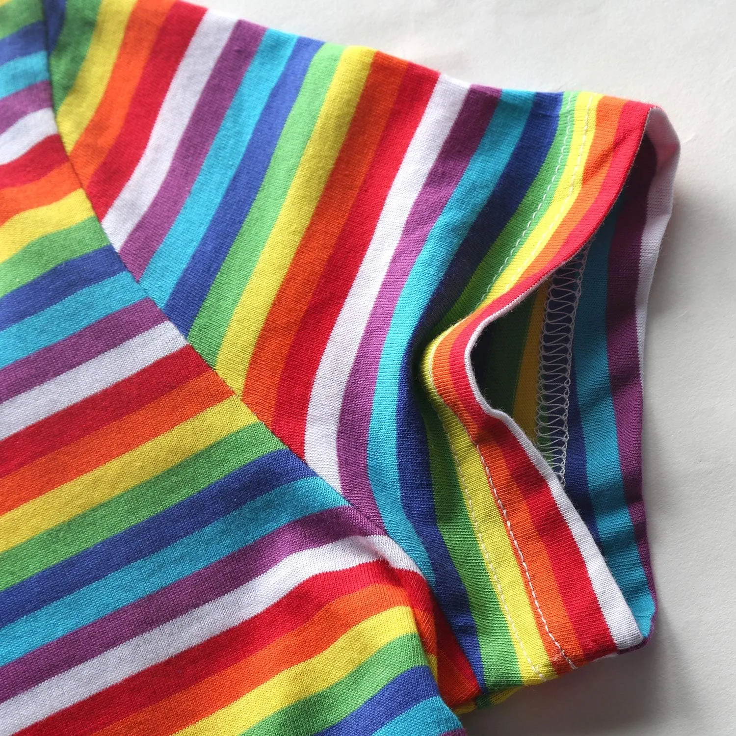 Rainbow T Shirt Women Striped Crew Neck Short Sleeve Stripes Tee Top Stripped