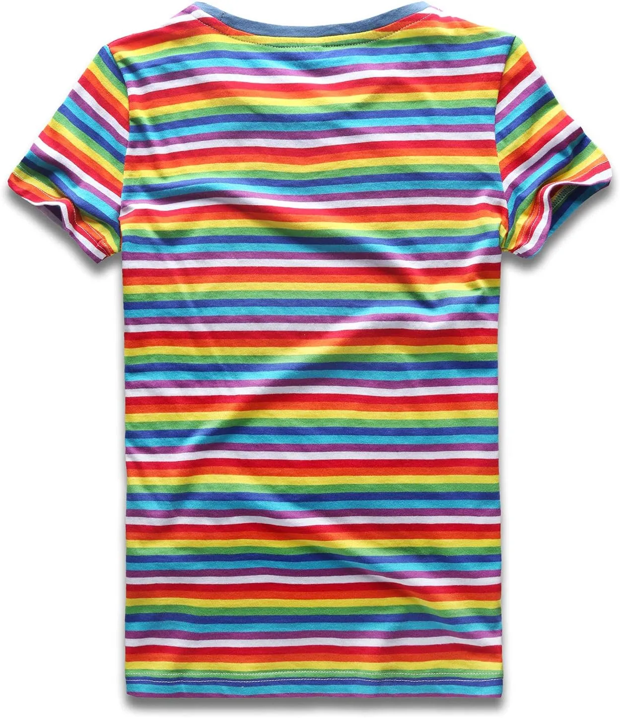 Rainbow T Shirt Women Striped Crew Neck Short Sleeve Stripes Tee Top Stripped