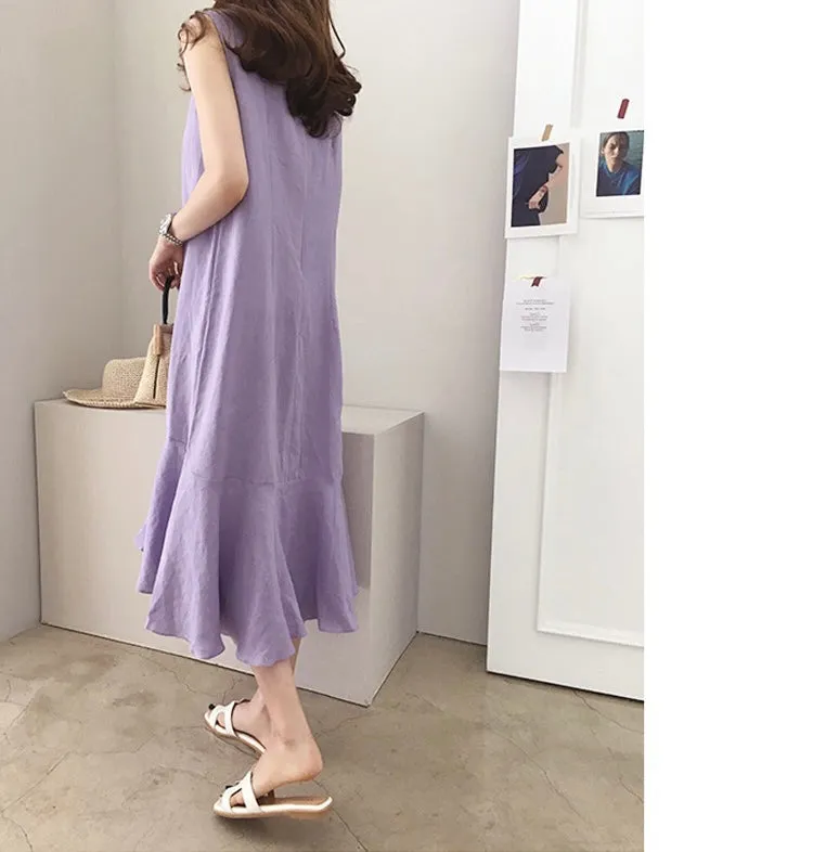 Round Neck Sleeveless Tunic Dress