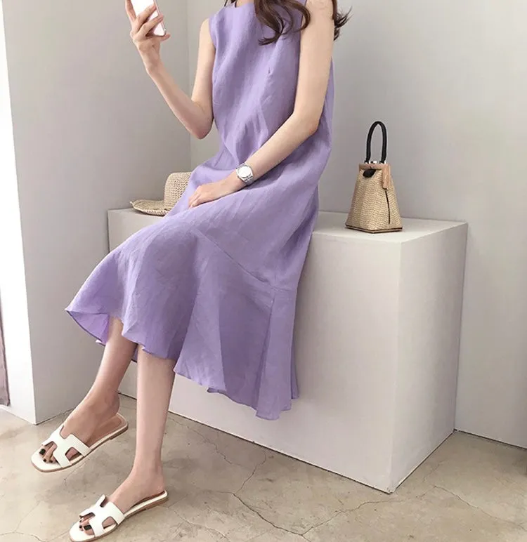 Round Neck Sleeveless Tunic Dress