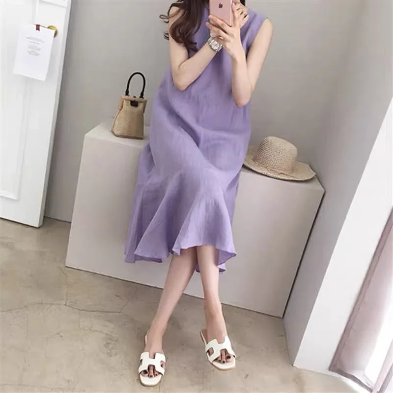 Round Neck Sleeveless Tunic Dress