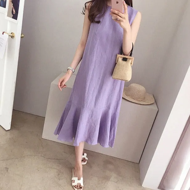 Round Neck Sleeveless Tunic Dress