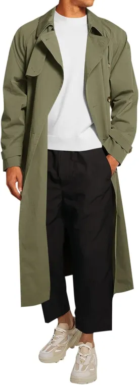 Runcati Mens Trench Coat Double Breasted Belted Windbreaker Jackets Lapel Lightweight Long Jacket Casual Overcoat
