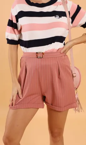 SIMONE Striped Bermuda Shorts (Dusty Rose)