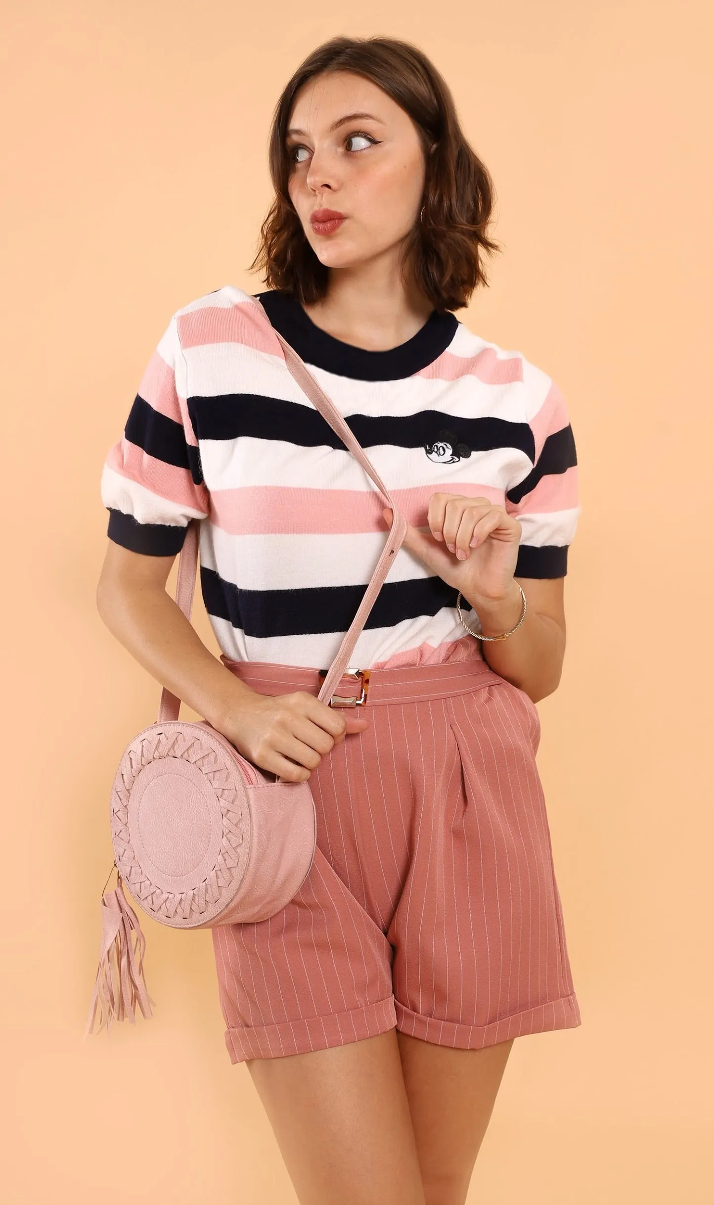 SIMONE Striped Bermuda Shorts (Dusty Rose)