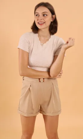 SIMONE Striped Bermuda Shorts (Latte Brown)