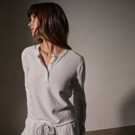 Slub Jersey Long Sleeve Henley - White