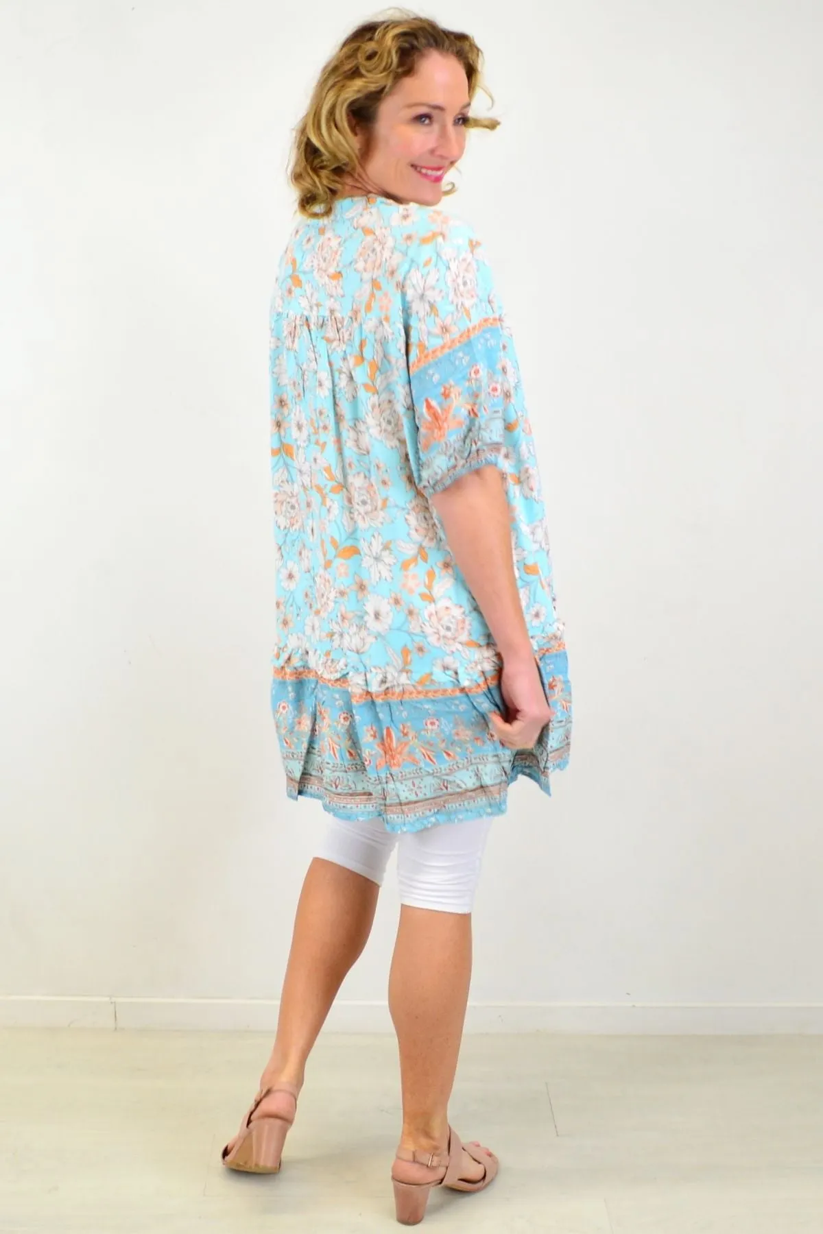 Spring Time Tassel Ruffle Tunic Top
