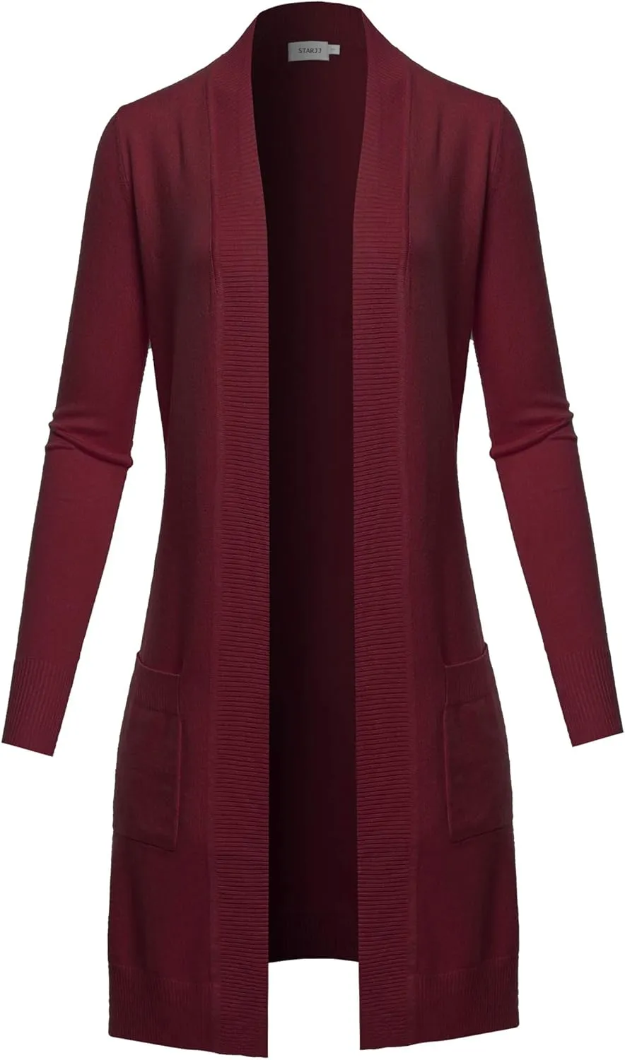 STARJJ Womens Soft Stetchy Knit Longline Open Front Sweater Cardigan with Pockets (S-3X)