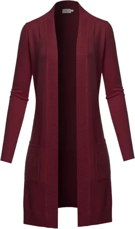 STARJJ Womens Soft Stetchy Knit Longline Open Front Sweater Cardigan with Pockets (S-3X)