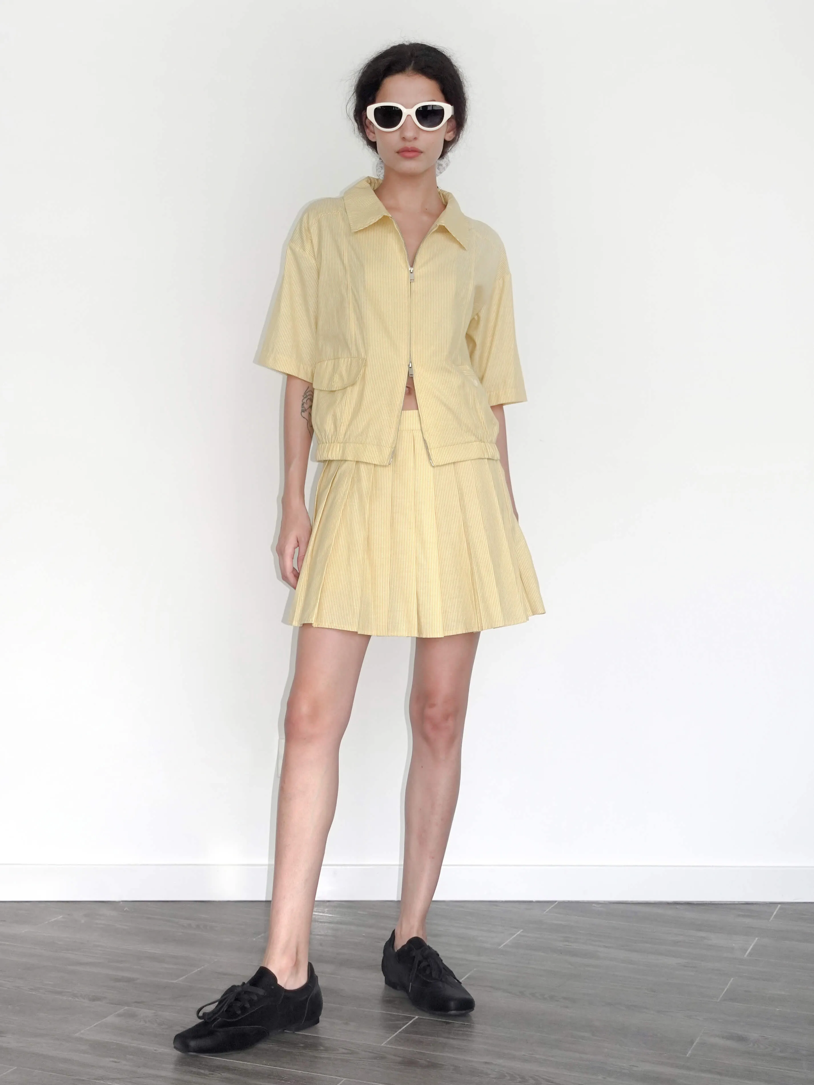 Striped Casual T-shirt and Skirt Suit