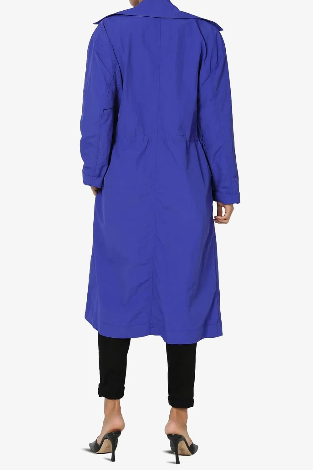 TheMogan Women's Open Front Lightweight Trench Coat Long Sleeve Mid-Length Windbreaker