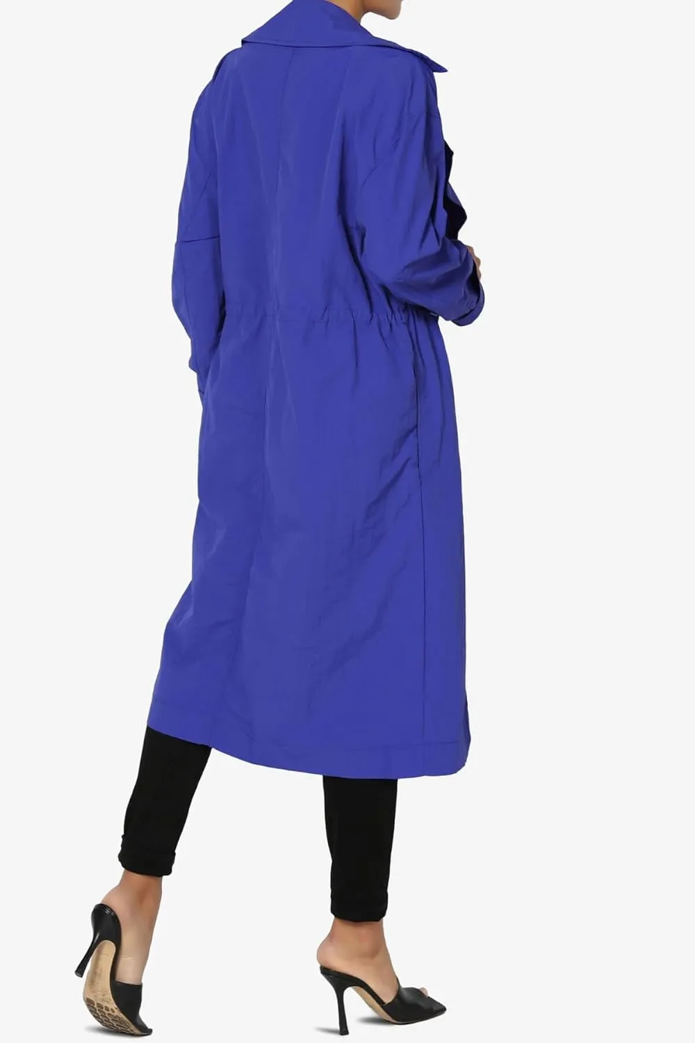 TheMogan Women's Open Front Lightweight Trench Coat Long Sleeve Mid-Length Windbreaker
