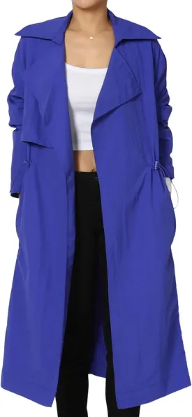 TheMogan Women's Open Front Lightweight Trench Coat Long Sleeve Mid-Length Windbreaker