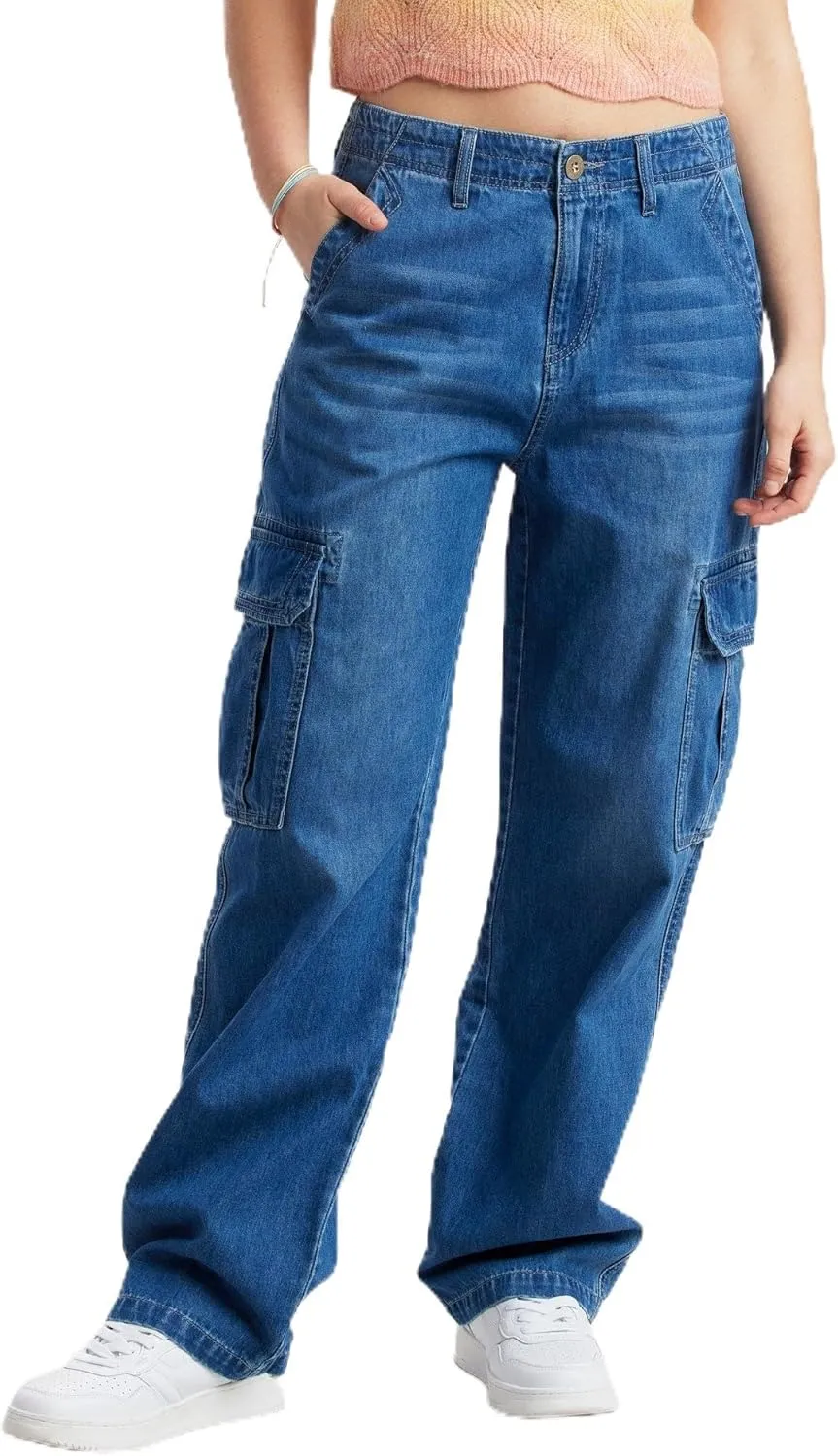UNIONBAY Women's Cargo Utility Straight Leg Denim Jean