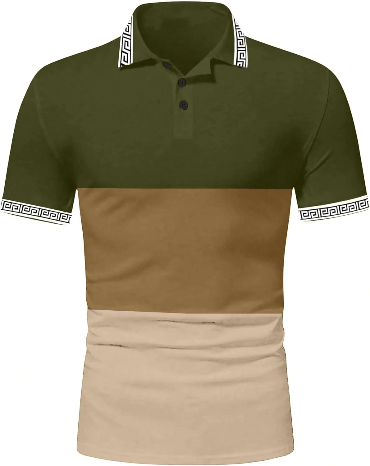 UOUA Mens Casual Polo Shirts Classic Short Sleeve Collared T Shirt Button Golf Slim Fit Tee Tops