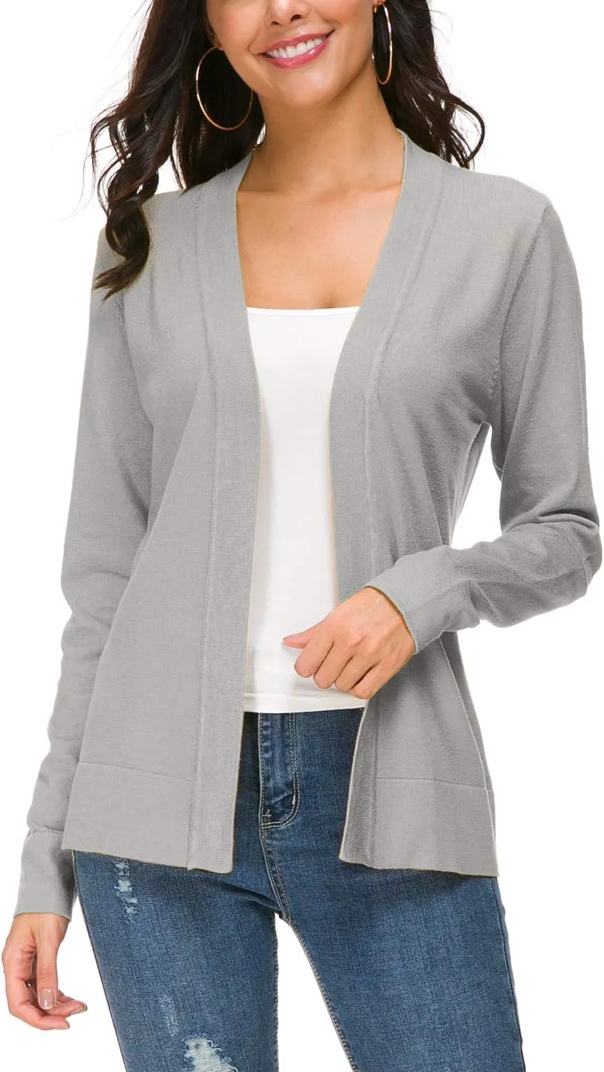 Urban CoCo Women's Long Sleeve Open Front Knit Cardigan Sweater