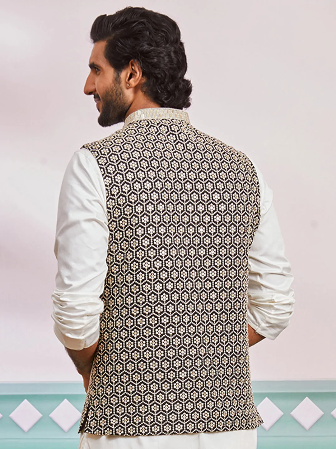 VASTRAMAY Men's Black - Nehru Jacket