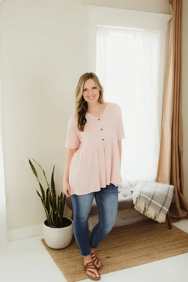 Waffle Peplum Henley