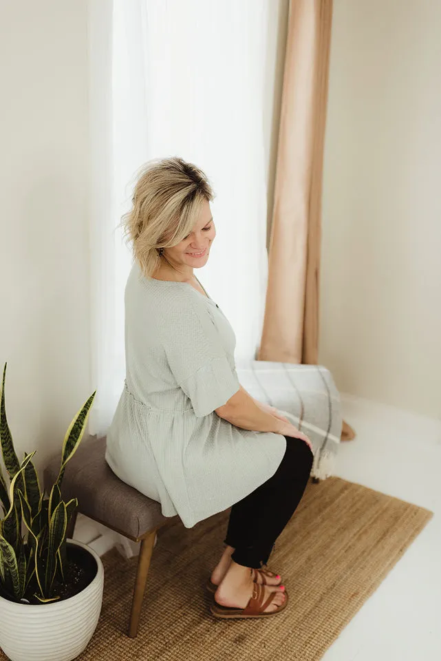 Waffle Peplum Henley