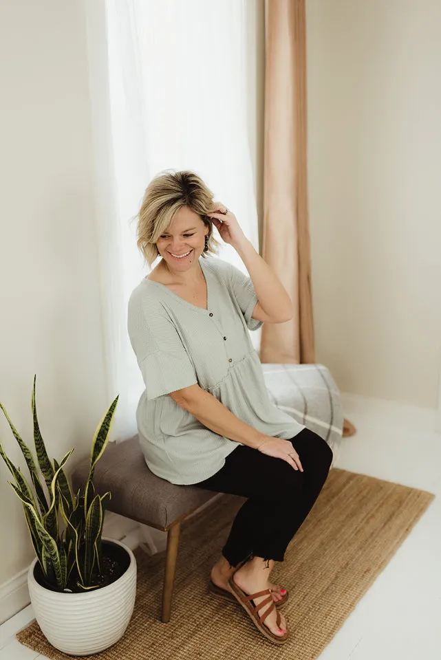 Waffle Peplum Henley