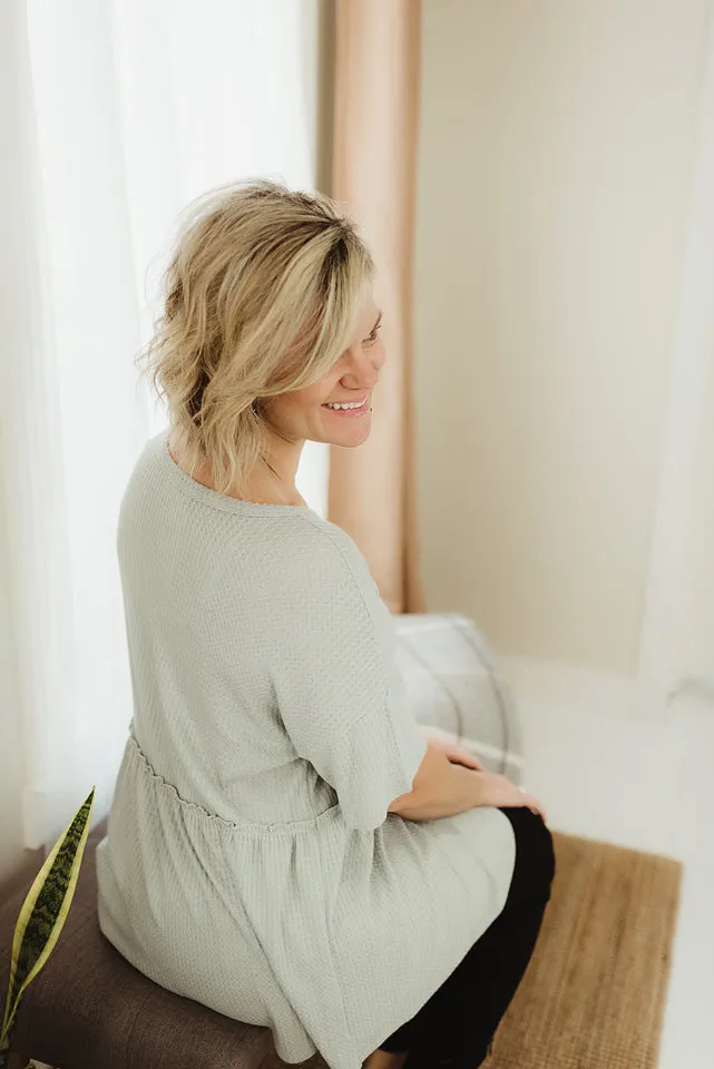 Waffle Peplum Henley