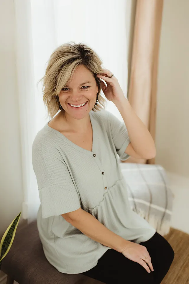 Waffle Peplum Henley