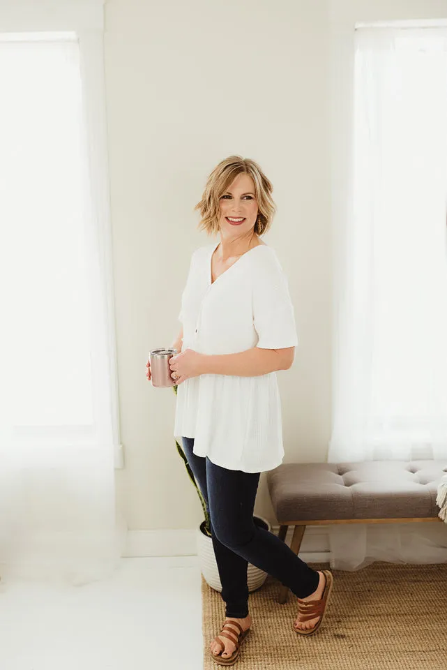 Waffle Peplum Henley