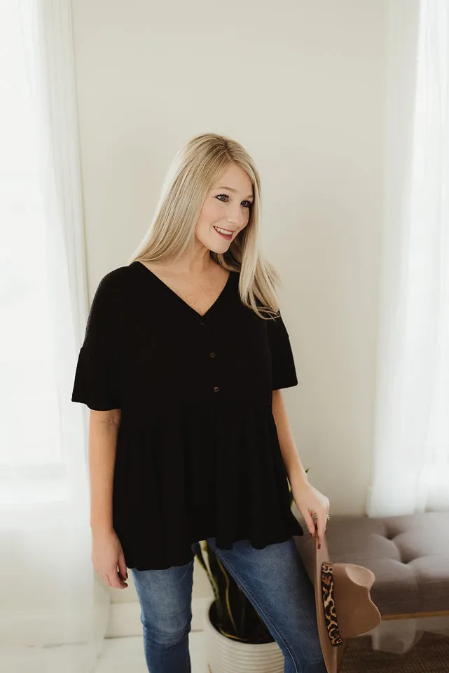 Waffle Peplum Henley