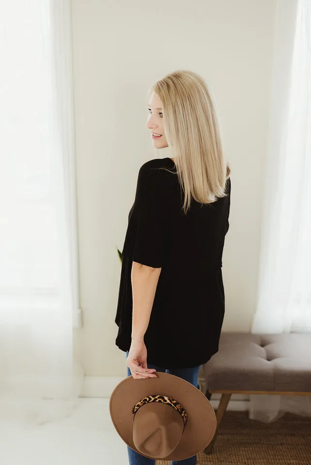 Waffle Peplum Henley