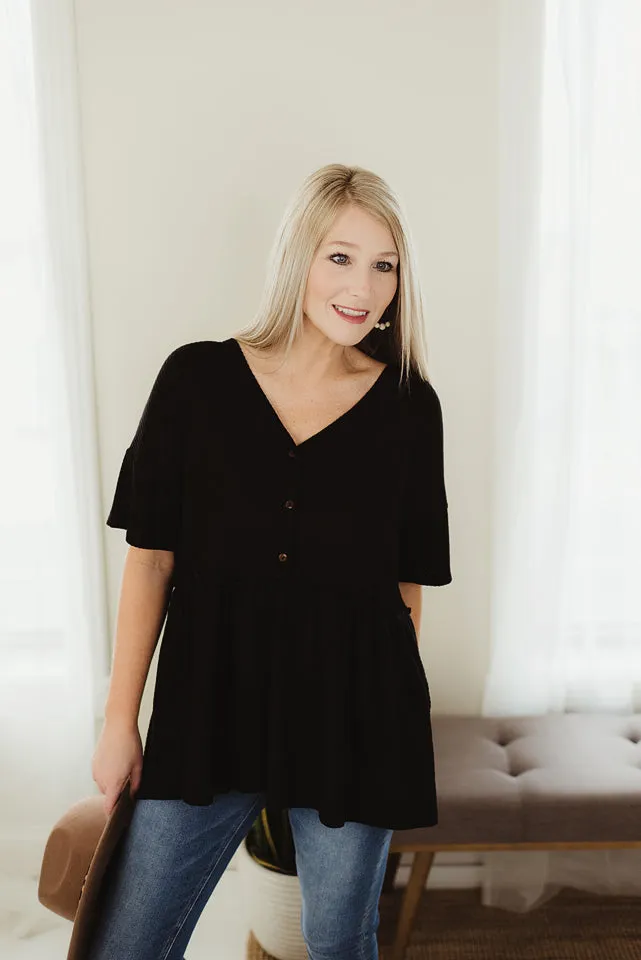 Waffle Peplum Henley