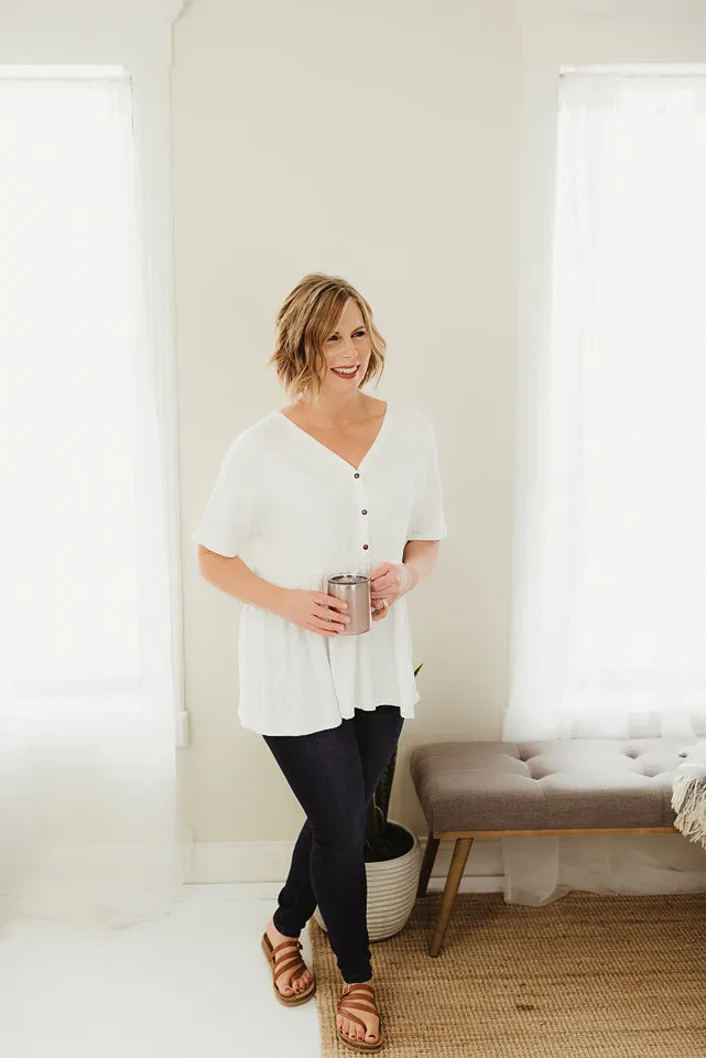Waffle Peplum Henley