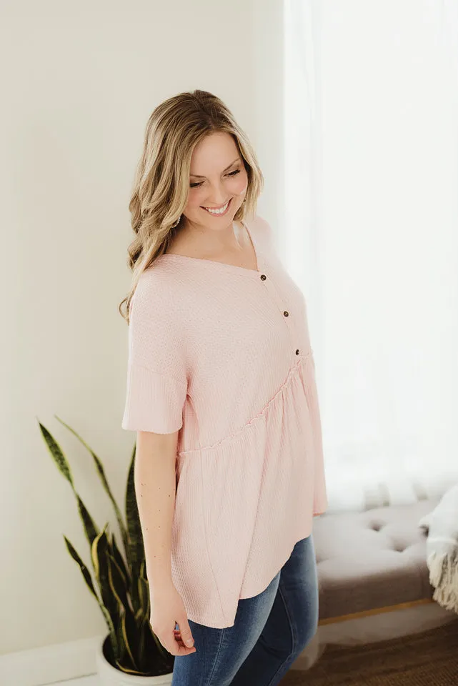 Waffle Peplum Henley